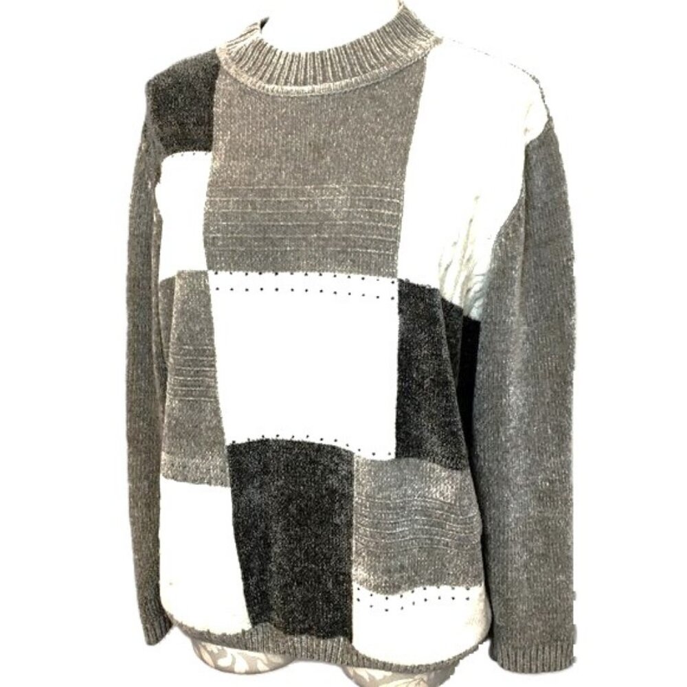 Alfred Dunner Color Block Grey & Cream Soft Sweat… - image 1